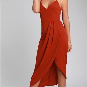 Reinette Rust Red Midi Dress